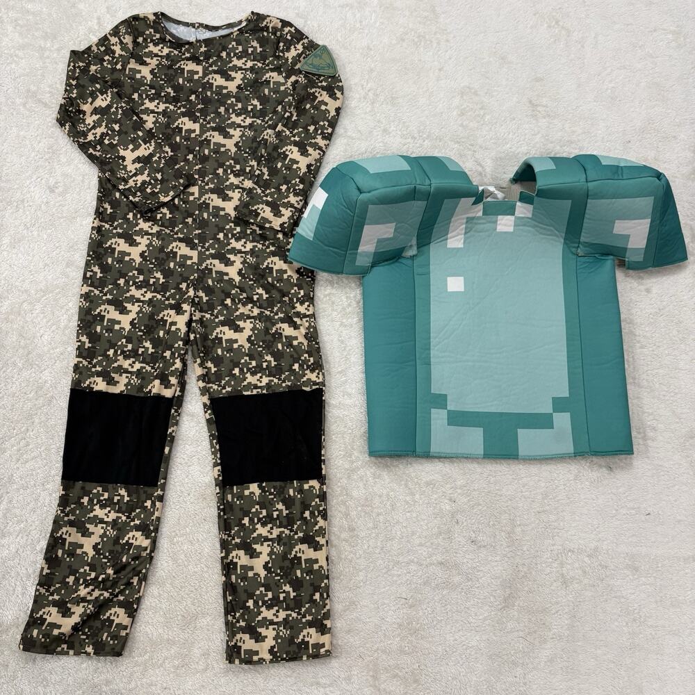 Minecraft Kids Costume Diamond Armor Camo Jumpsuit Large 10-12 Armor M 7-8